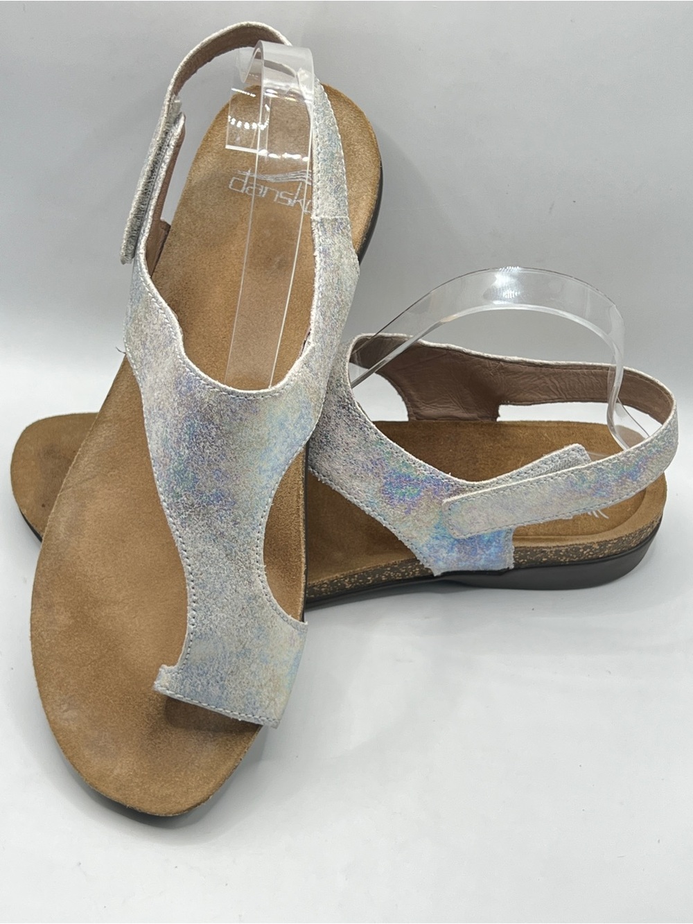 DANSKO Reece Pearl Petrol Iridescent Shimmer Leather Slingback Sandals 8.5/ 39